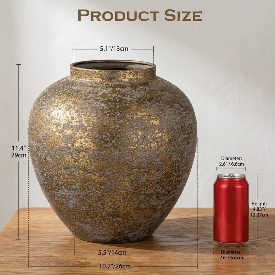 Distressed Metal Floor Vase