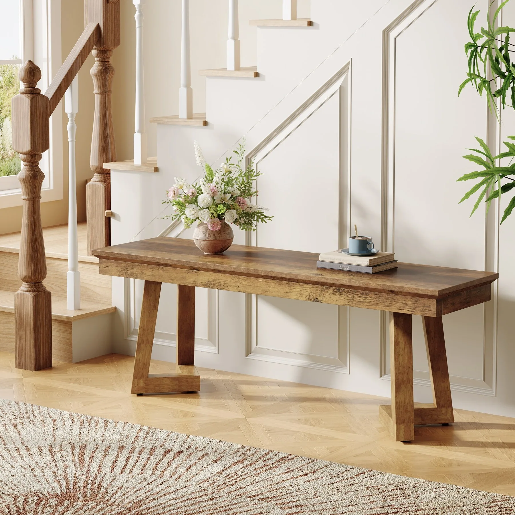 Rustic Farmhouse Wooden Bench