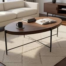 Bedford Park Oval Wood and Metal Coffee Table