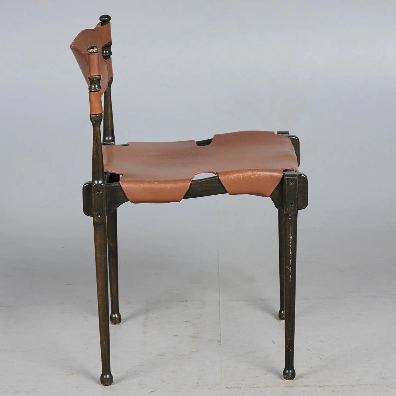 Montreal Mid-Century Modern Leather Sling Dining Chair