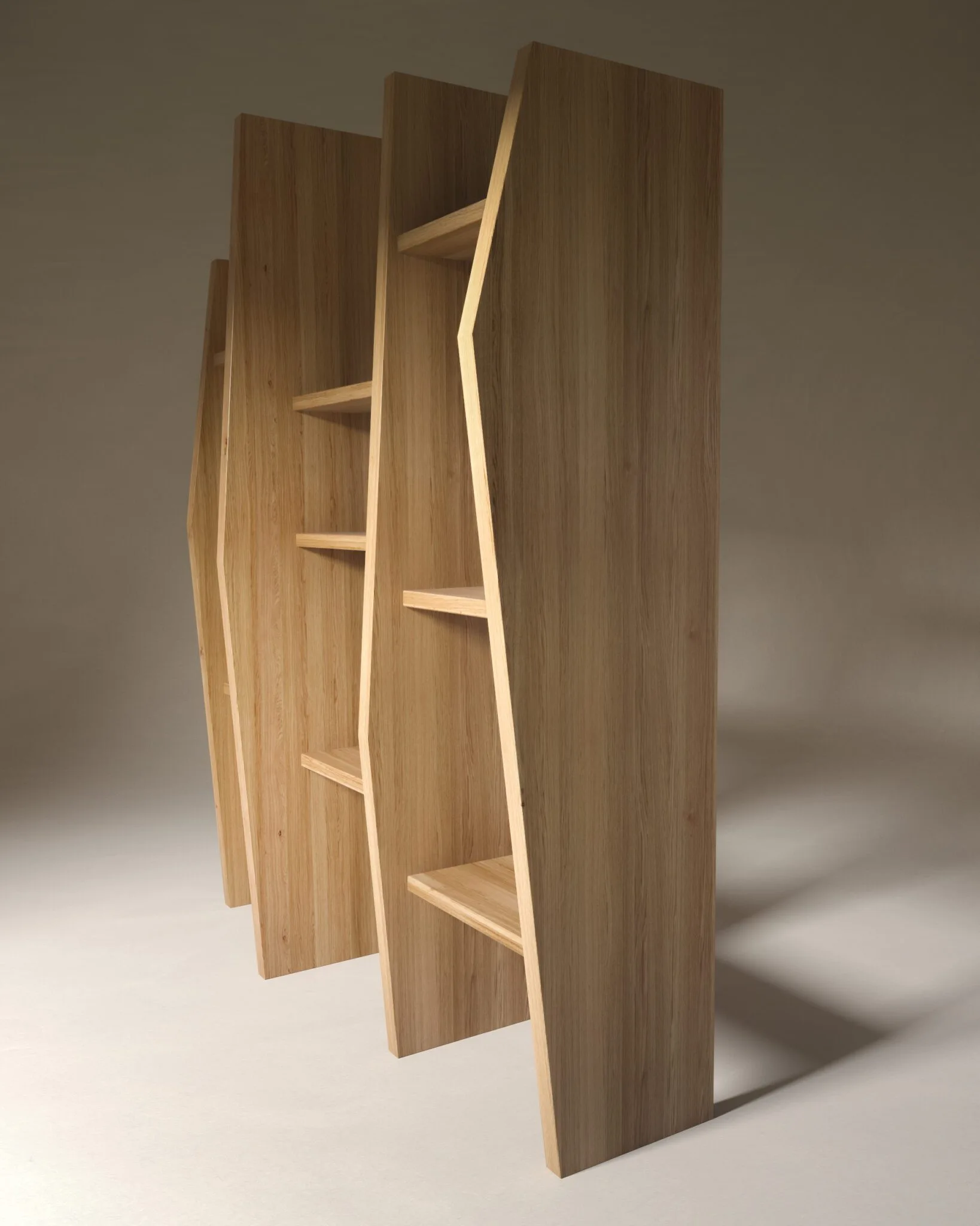 Natural Oak Asymmetrical Bookshelf