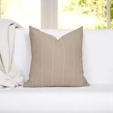 Beige Striped Throw Pillow
