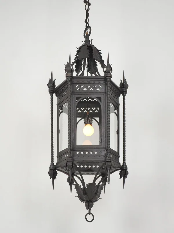 Matte Black Gothic Pendant Lantern