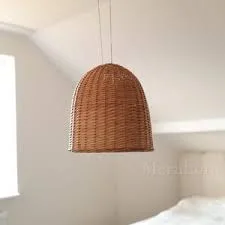 Woven Wicker Dome Pendant Light