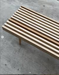Natural Wood Slat Bench