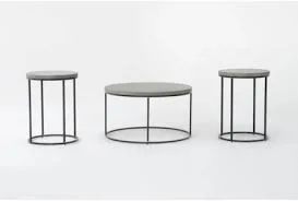 Niles Round Concrete Coffee Table Set