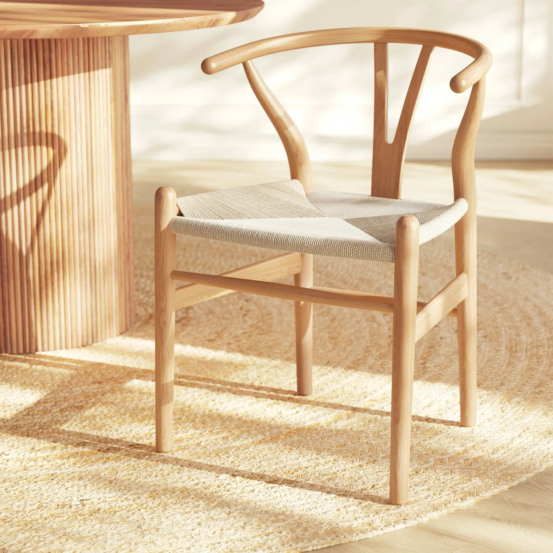 Natural Wood Wishbone Dining Chair