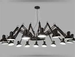 Matte Black Metal Spider Chandelier
