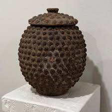 African Lobi Rustic Ceramic Decorative Spiked Jar