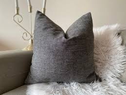 Solid Gray Linen Decorative Pillow