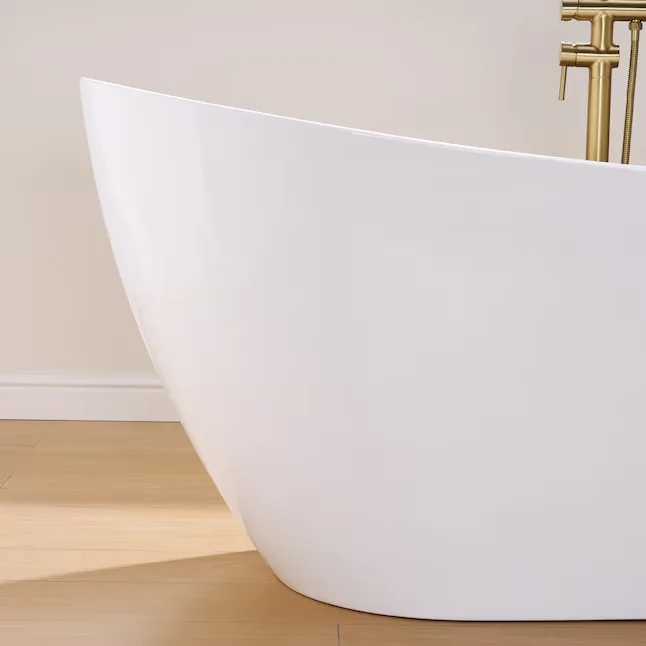 LIVIZA White Acrylic Oval Freestanding Bathtub