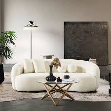 Kathrina Cream Bouclé Curved Sofa