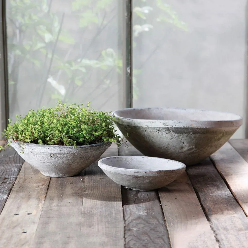 HomArt Rustic Gray Conical Decorative Bowl