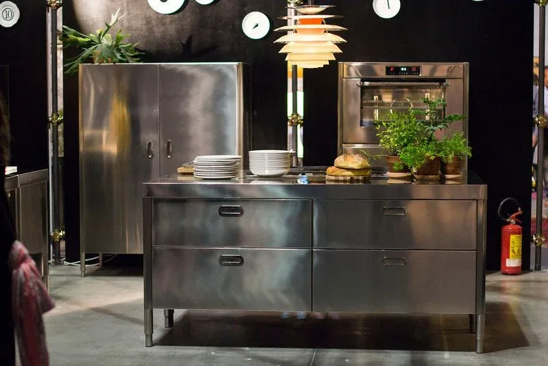 Brushed Steel Kitchen Island