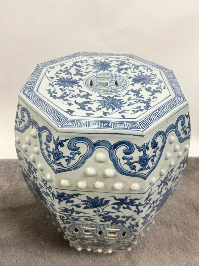 Blue and White Porcelain Garden Stool
