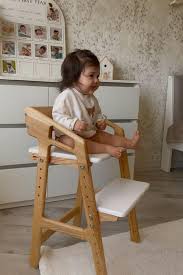 Natural Adjustable Wooden High Chair