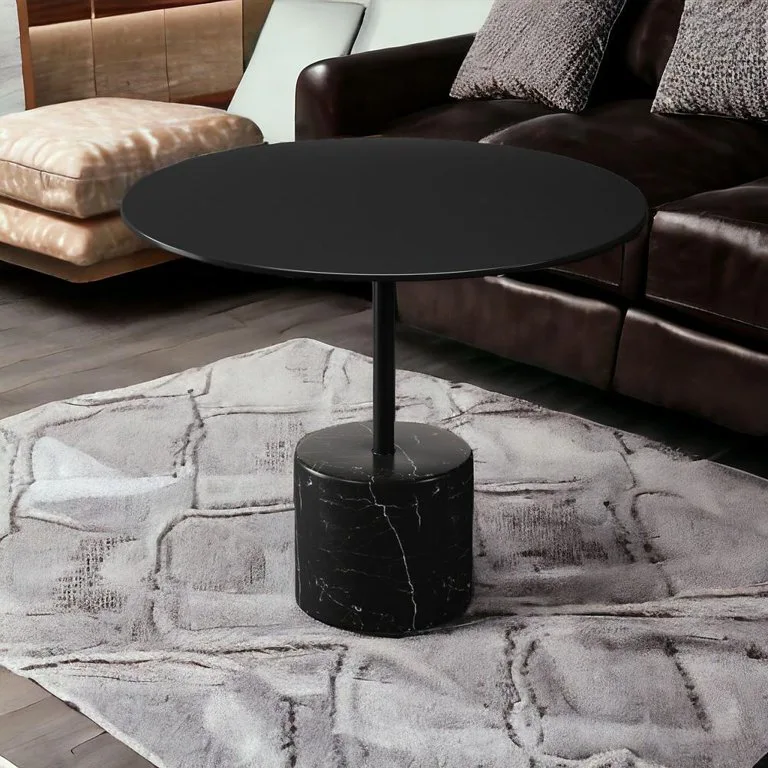 Black Round Accent Table