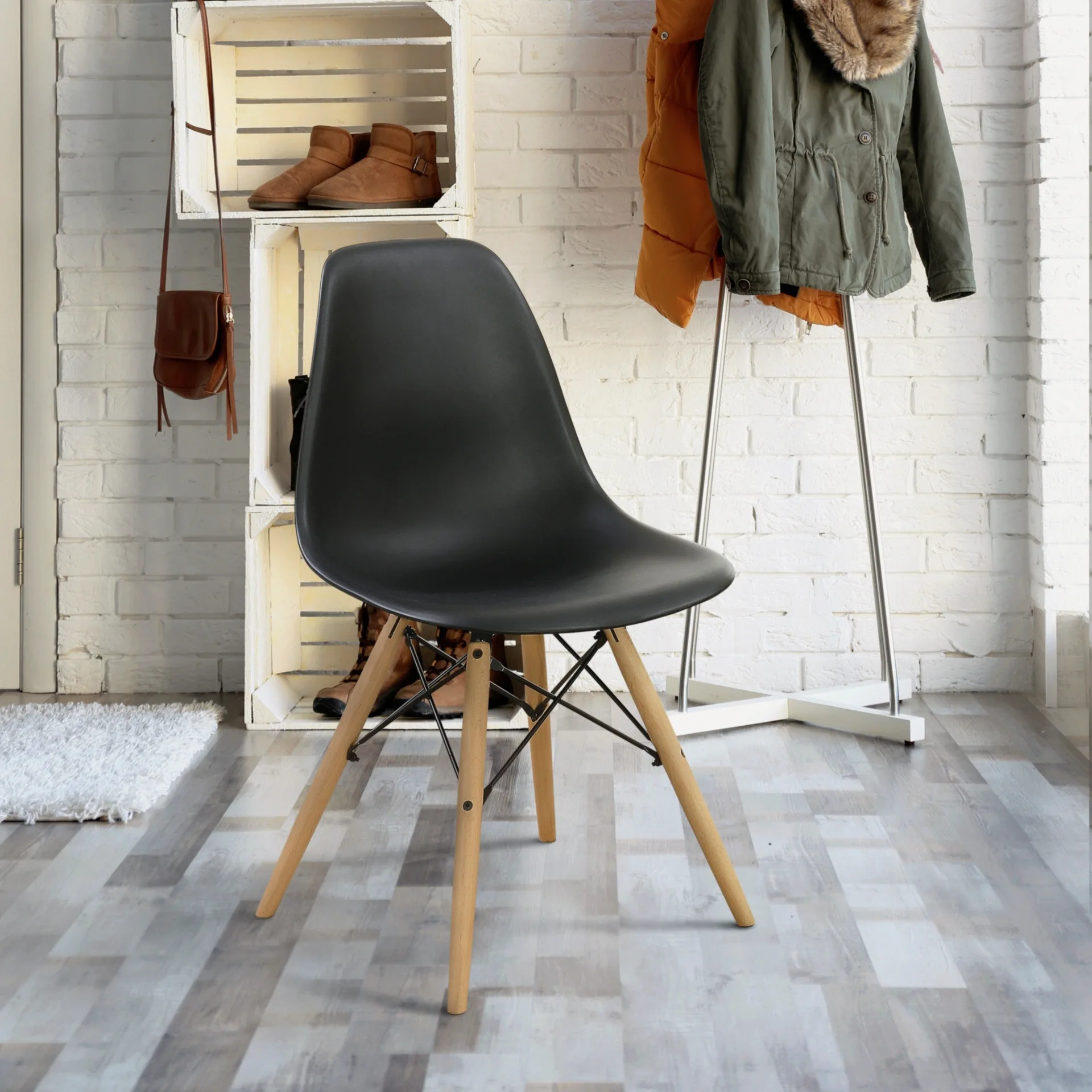 Black Molded Plastic Dining Chair