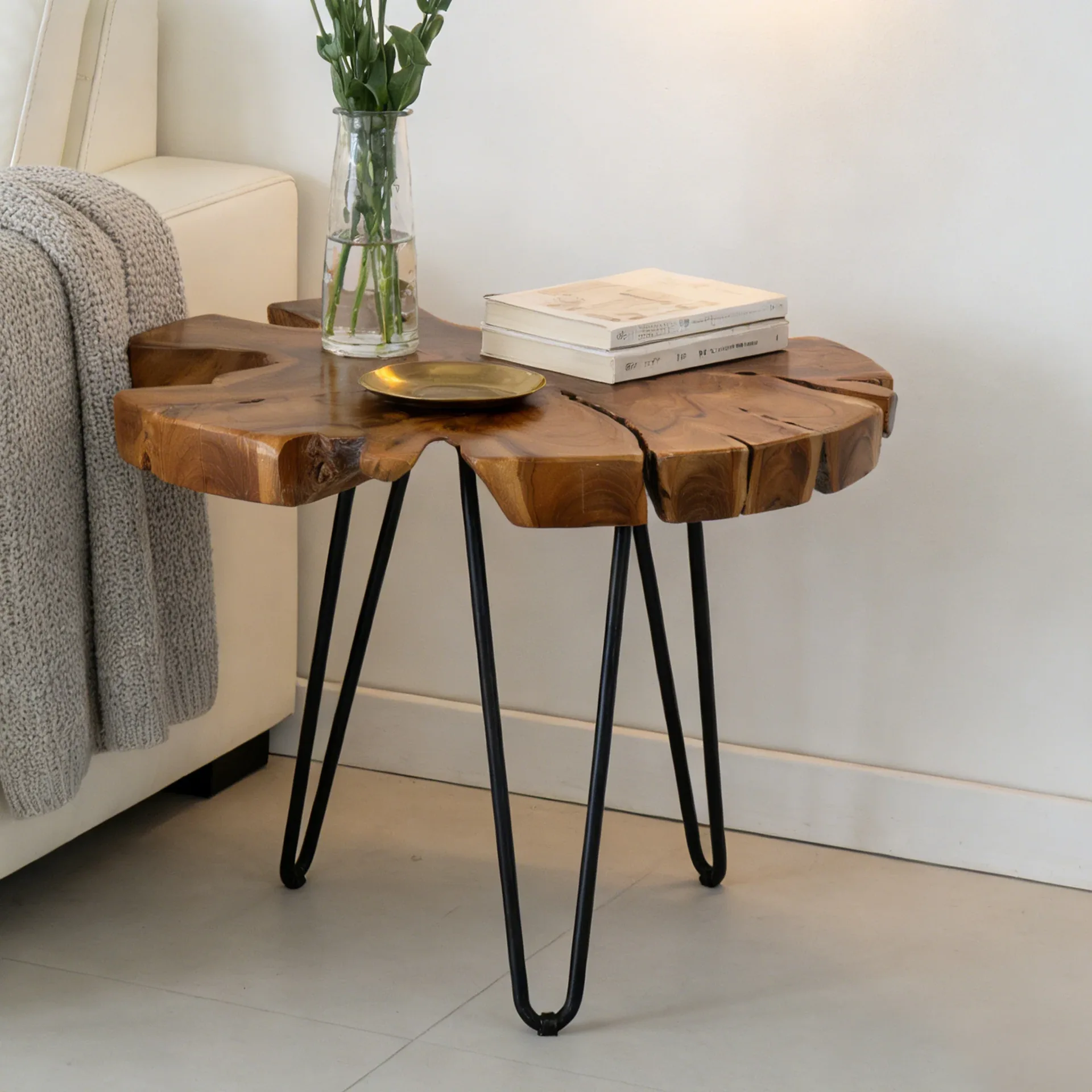Live Edge Teak Side Table