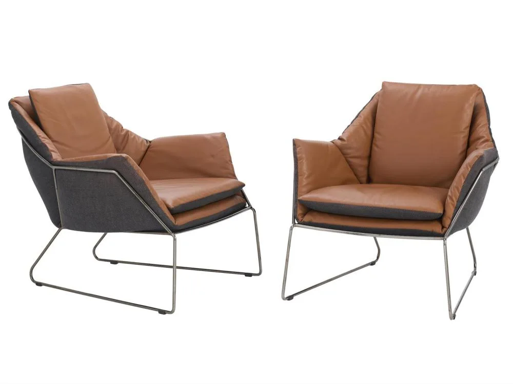 New York Contemporary Leather and Fabric Armchair