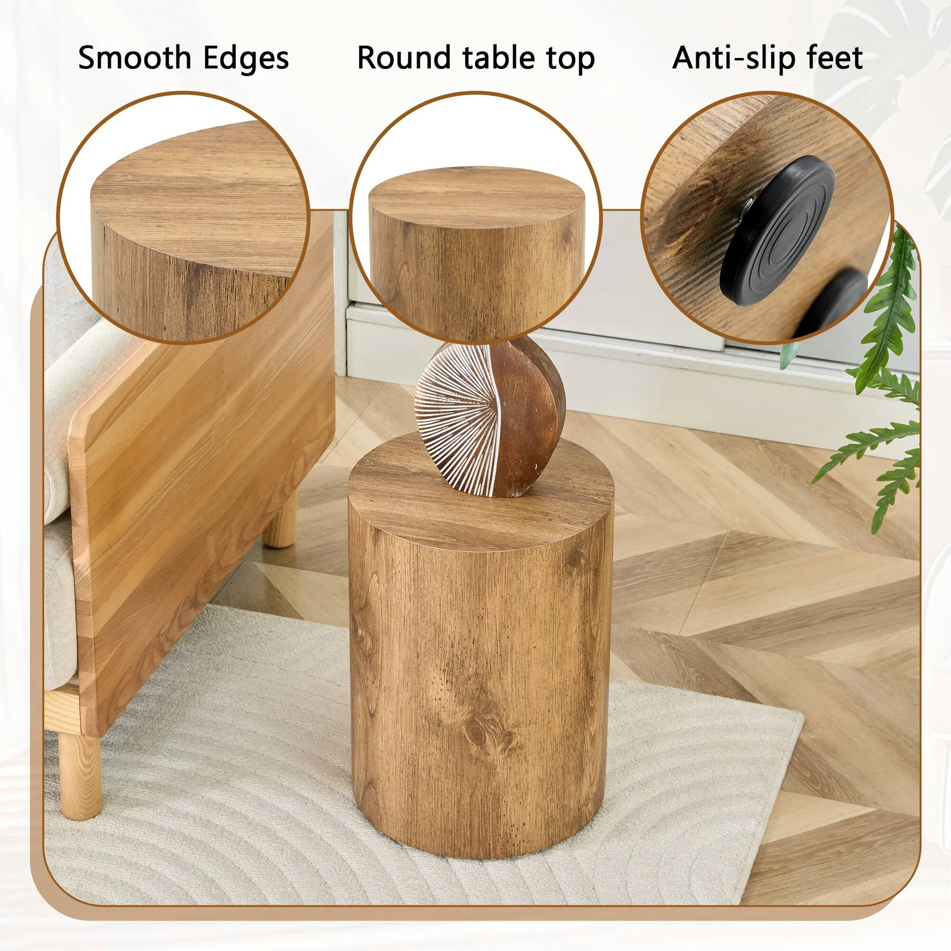 Cylindrical Wood Stump Side Table