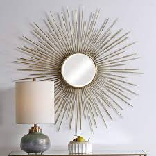 Gold Round Sunburst Wall Mirror