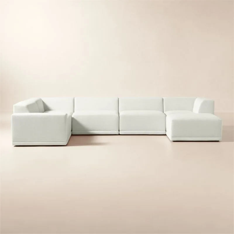 Faible White Linen Sectional Sofa