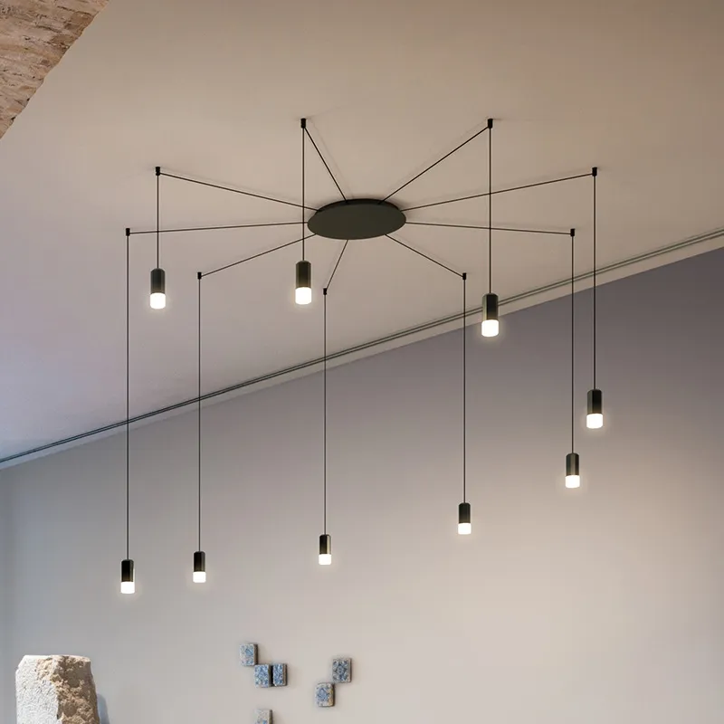 Matte Black Multi Light Pendant Fixture