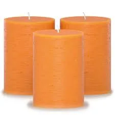 Textured Orange Pillar Candle