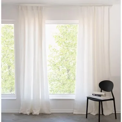 Solid White Linen Curtain Panel