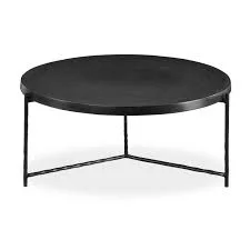 Trellick Matte Black Aluminum Round Coffee Table