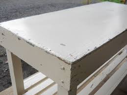 Antique White Rectangular Rustic Bench