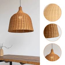 Woven Rattan Bell Pendant Light