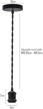 Matte Black Metal Bare Bulb Pendant Light