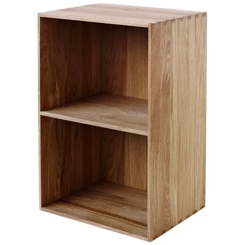 Natural Oak Low Wooden Shelving Unit