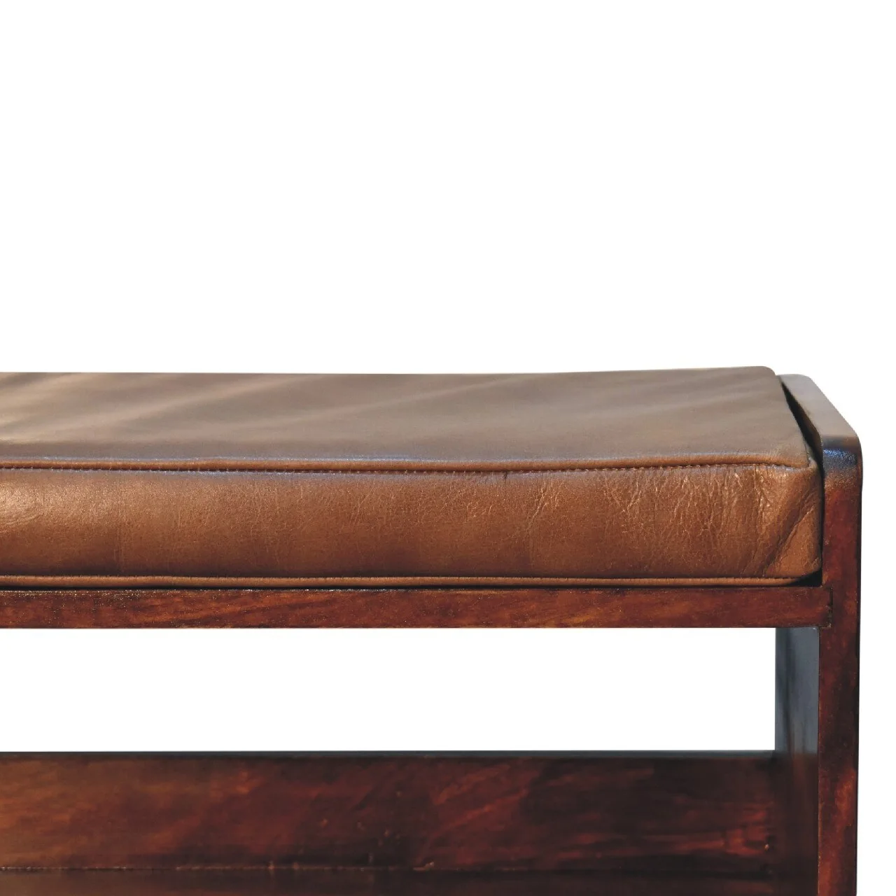 Brown Leather Bench