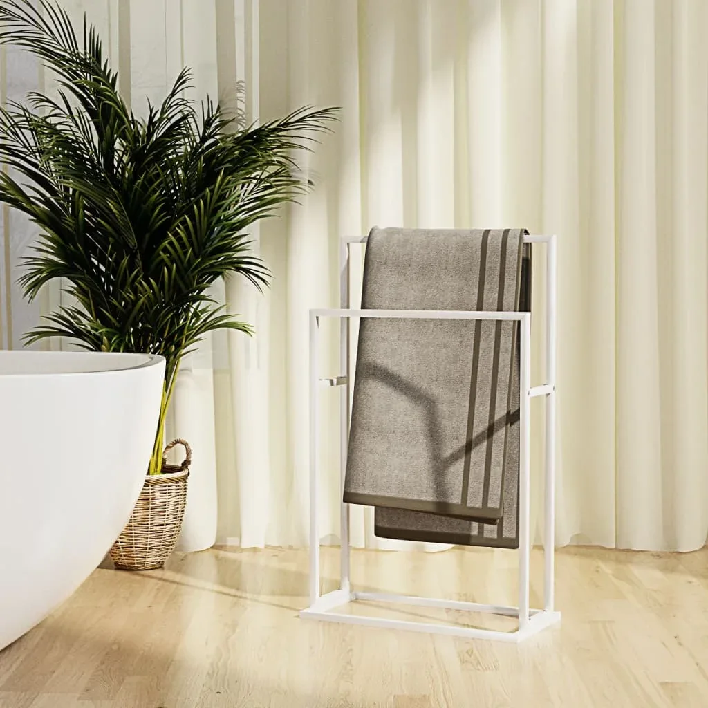 Modern White Iron Freestanding Towel Rack