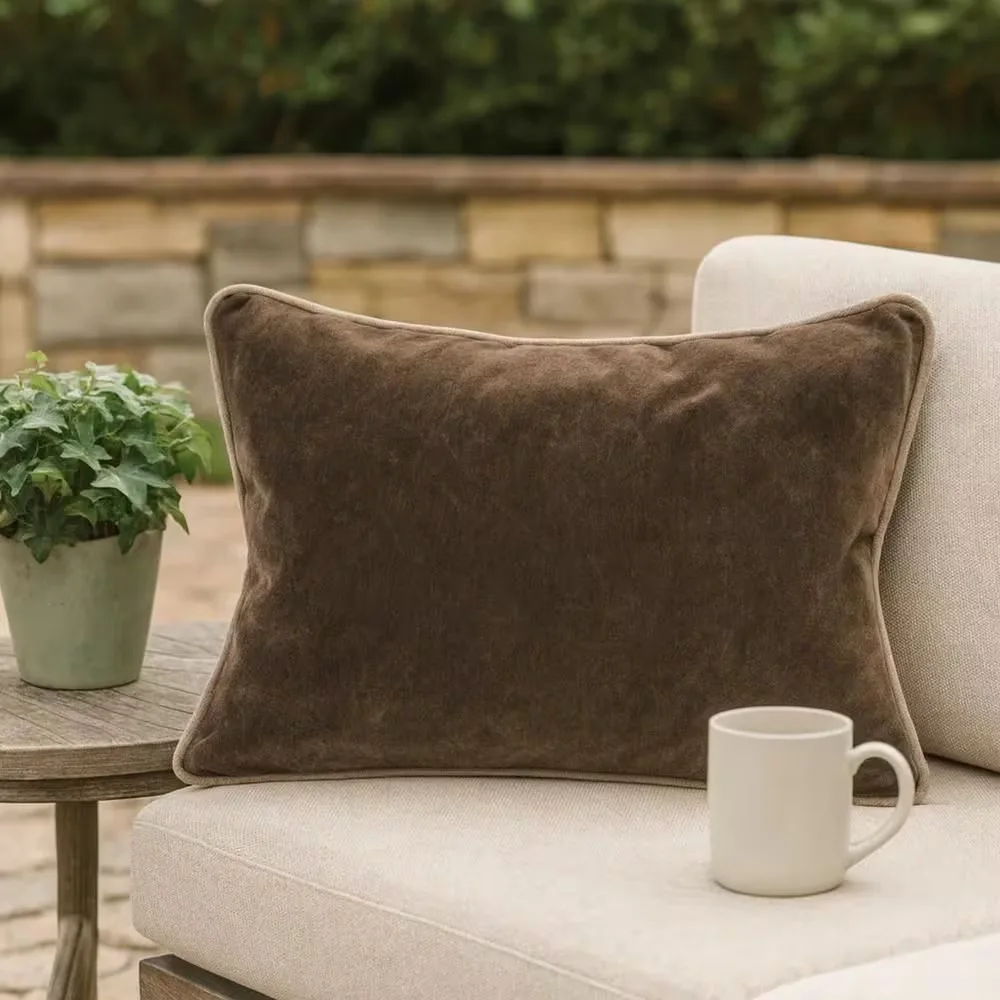 Brown Rectangular Throw Pillow