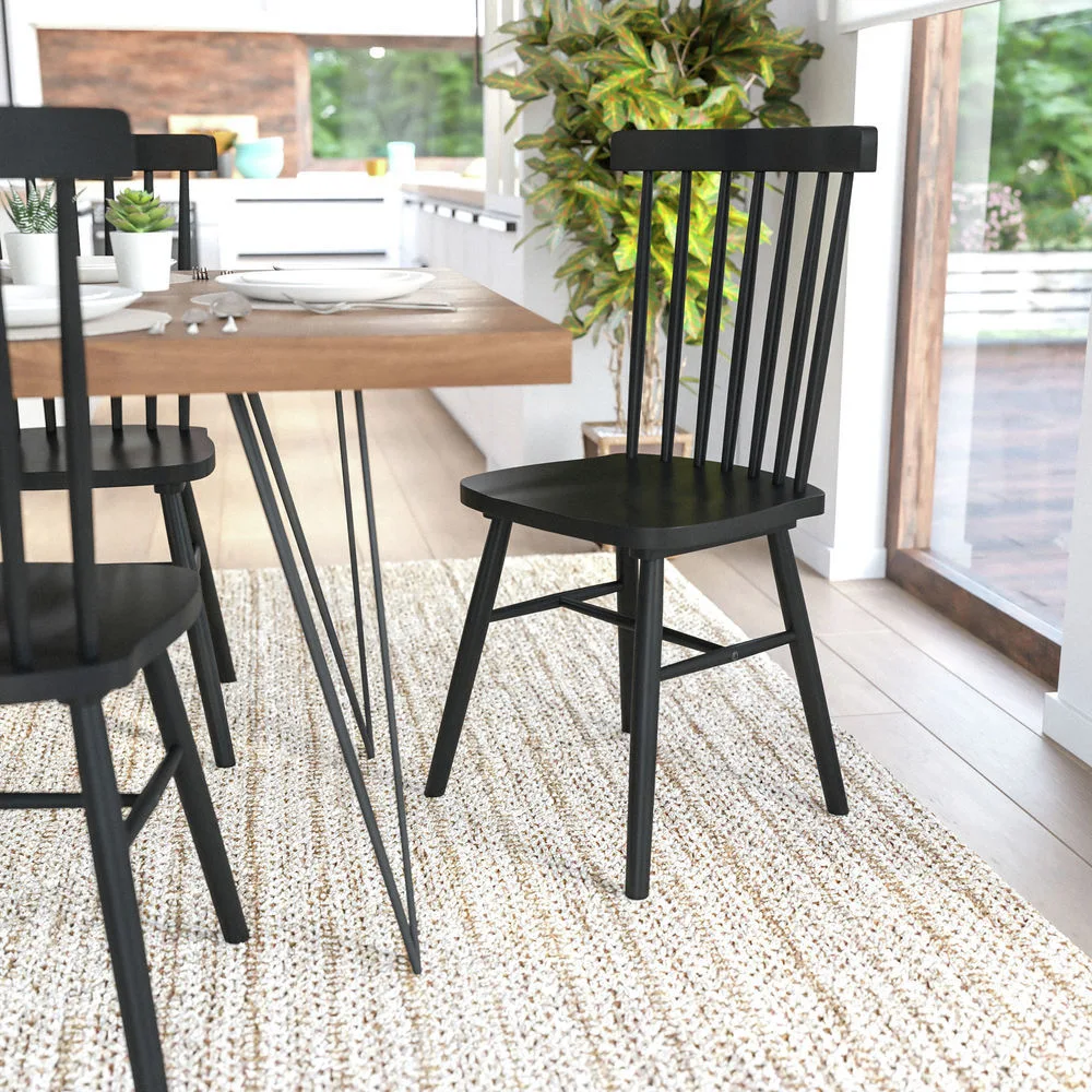Black Solid Wood Spindle Back Chair