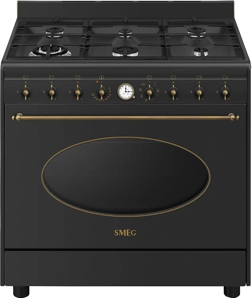 Smeg Colonial Matte Black Gas Range