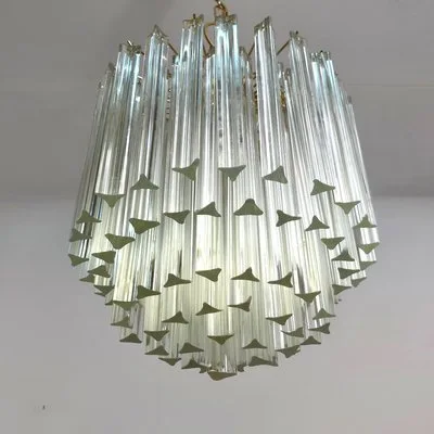 Mid-Century Italian Tiered Crystal Prism Chandelier