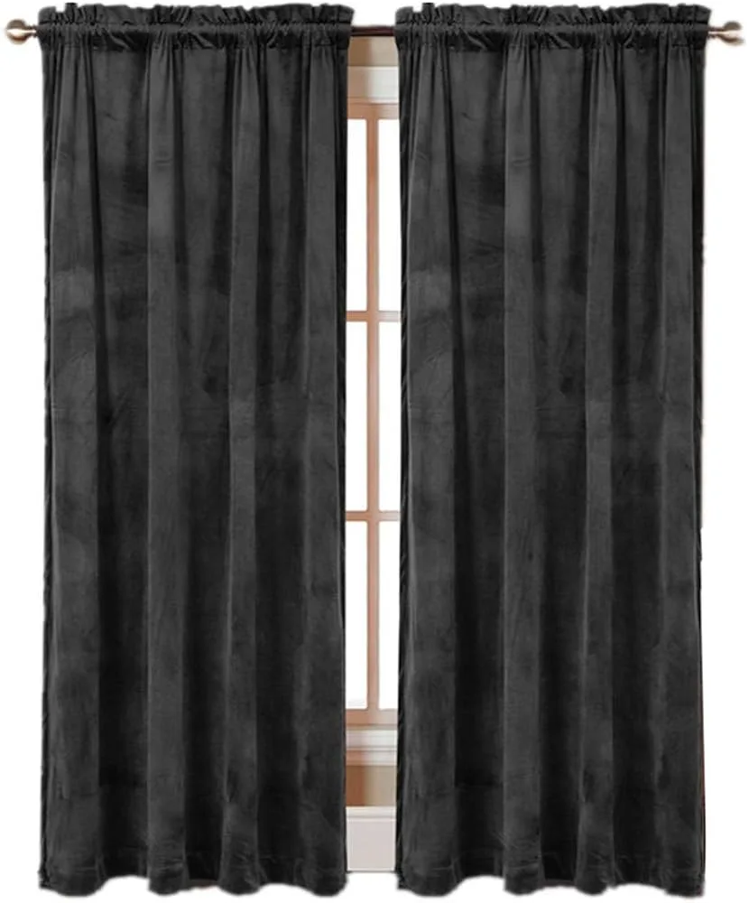 Solid Black Velvet Curtain
