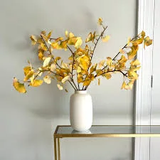 Artificial Yellow Ginkgo Leaves Stem