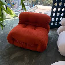 Cassina Soriana Orange Textured Modular Lounge Chair