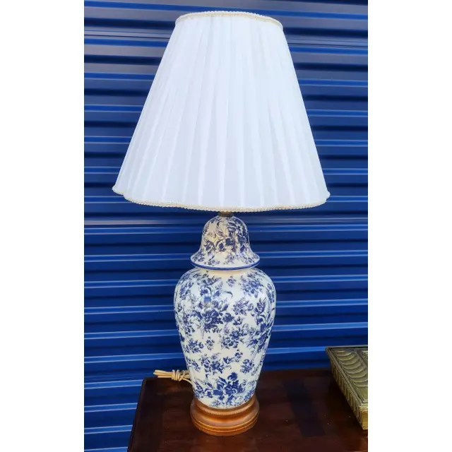 Blue and White Floral Ceramic Table Lamp