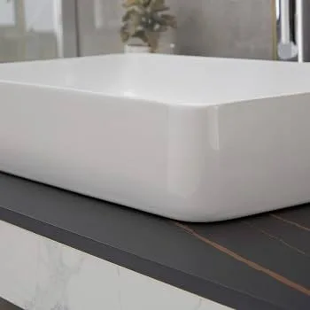 Rectangular White Ceramic Vessel Sink