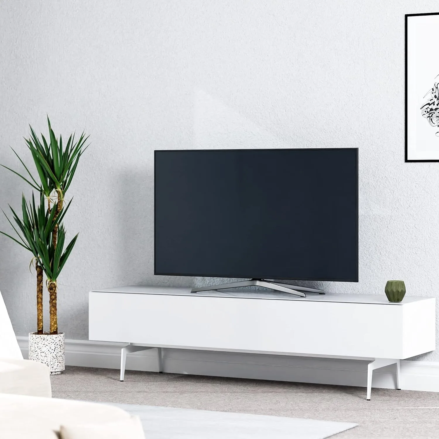 Modern White Rectangular Media Console