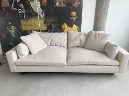 West Elm Modern Upholstered Sofa in Tan