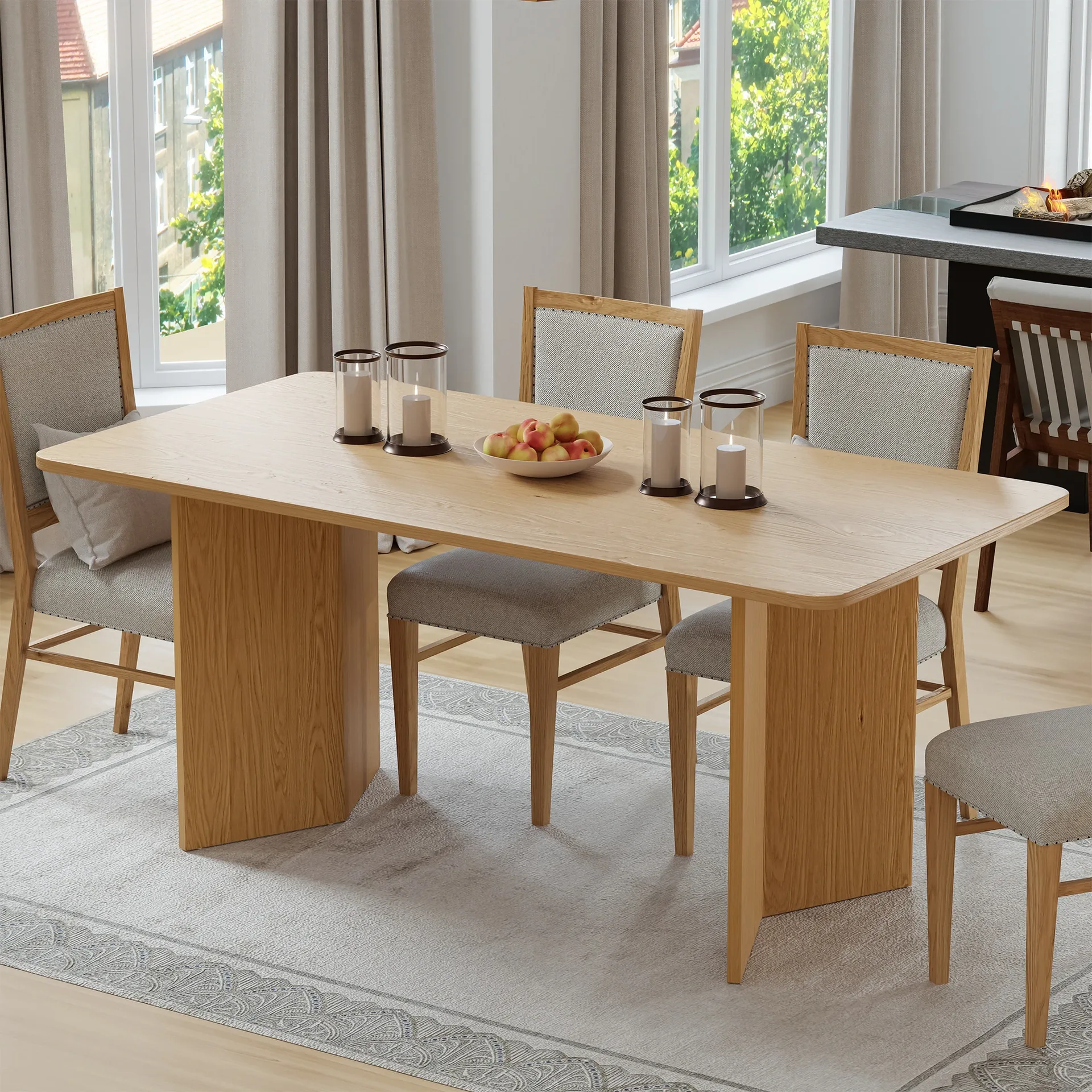 Modern Oak Rectangular Dining Table