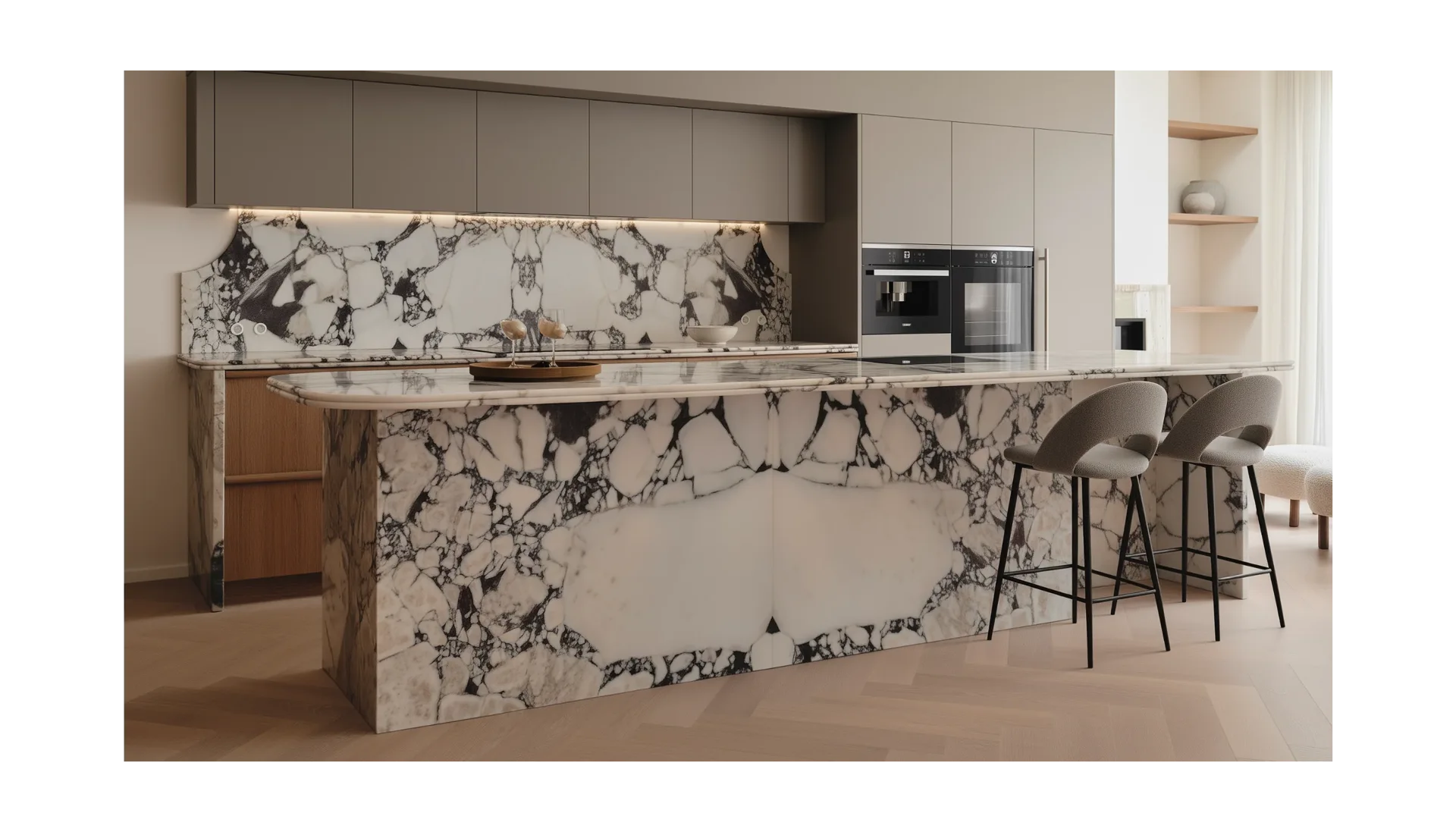 Calacatta Viola Marble Kitchen Island
